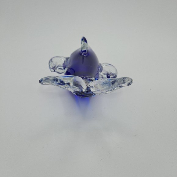 Cobalt Blue & Clear Art Glass Dolphin Figurine Paperweight - Picture 5 of 6